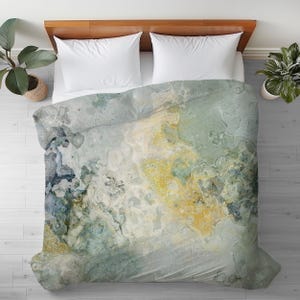 Duvet Cover with Abstract Art in King, Queen or Twin, Silky Smooth Microfiber, Contemporary Bedroom Decor, Modern Bedding, Sage Lake