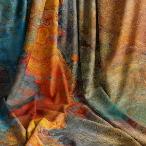 Abstract Art Fabric Printed by the Yard: Polyester Poplin or Pima Combed Cotton - Copper River