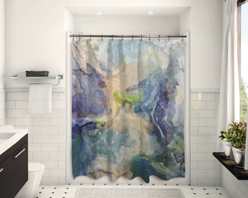 Abstract Art Shower Curtain Contemporary Bathroom Decor Etsy