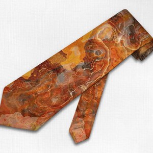 Mens Tie with Abstract Art, Modern Mens Necktie, Print Neck Tie for Him, Gift for Dad, Contemporary Art Tie, Wedding Tie, Lava Flow image 5