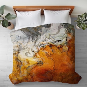 Abstract Art Duvet Cover: Silky Microfiber Bedding - Baby Teeth
