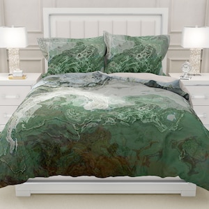 Duvet Cover with Abstract Art in King, Queen or Twin, Silky Smooth Microfiber, Contemporary Bedroom Decor, Modern Bedding, River Wind afbeelding 1