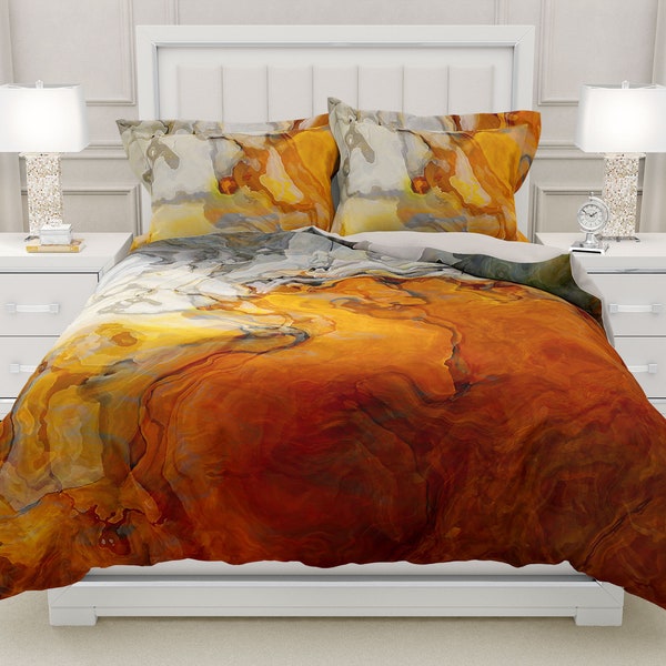 Duvet Cover with Abstract Art in King, Queen or Twin, Silky Smooth Microfiber, Contemporary Bedroom Decor, Modern Bedding, Baby Teeth