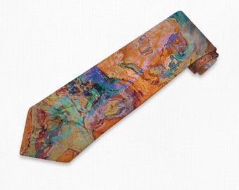 Abstract Art Men’s Tie, Modern Men’s Necktie, Print Neck Tie for Him, Gift for Dad, Contemporary Art Tie, Wedding Tie, Southwest Archetype
