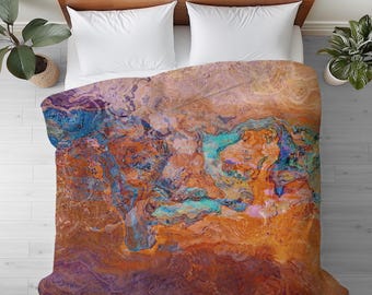 Duvet Cover with Abstract Art in King, Queen or Twin, Silky Smooth Microfiber, Contemporary Bedroom Decor Modern Bedding Southwest Archetype