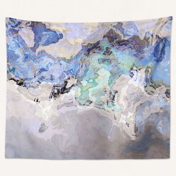 Abstract Art Tapestry Large Wall Hanging Modern Living Room or Bedroom Decor Contemporary Decor Out of the Blue in Blue and Gray Etsy Canada