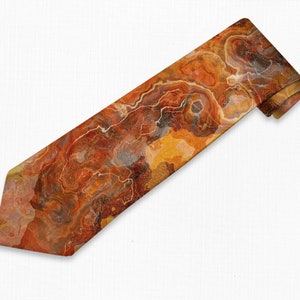 Mens Tie with Abstract Art, Modern Mens Necktie, Print Neck Tie for Him, Gift for Dad, Contemporary Art Tie, Wedding Tie, Lava Flow image 1