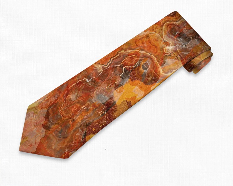 Mens Tie with Abstract Art, Modern Mens Necktie, Print Neck Tie for Him, Gift for Dad, Contemporary Art Tie, Wedding Tie, Lava Flow image 1