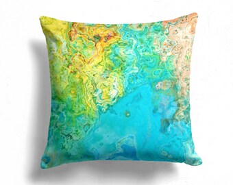 Decorative Pillow Cover with Abstract Art, Throw Cushion Cover, 16x16 inch or 18x18 inch, Square Accent Pillow Cover, Tenacious