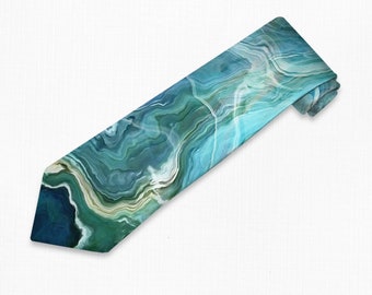 Men’s Tie with Abstract Art, Modern Men’s Necktie, Print Neck Tie for Him, Gift for Dad, Contemporary Art Tie, Wedding Tie, Watershed