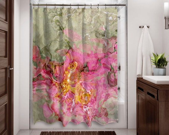 Contemporary Shower Curtain Abstract Art Bathroom Decor Etsy