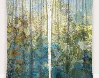 Window Curtain with Abstract Art, 50x84 or 50x96 Panels, Blackout Drapes, Contemporary Rod Pocket Drapes, Living Room Decor, Wintercreek