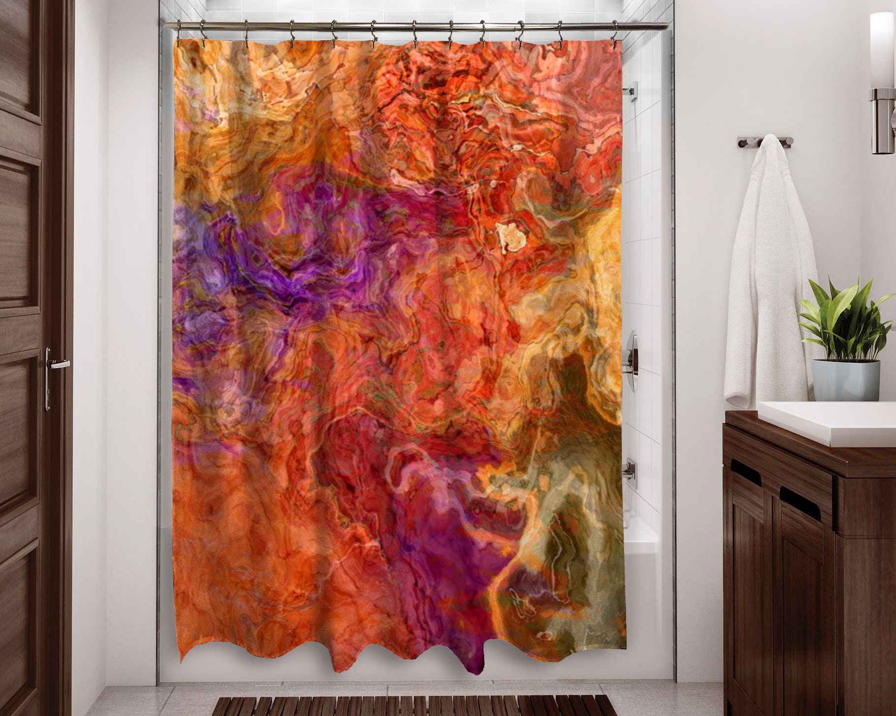 Magnificent purple and red shower curtain Contemporary Shower Curtain Abstract Art Bathroom Decor Red Etsy