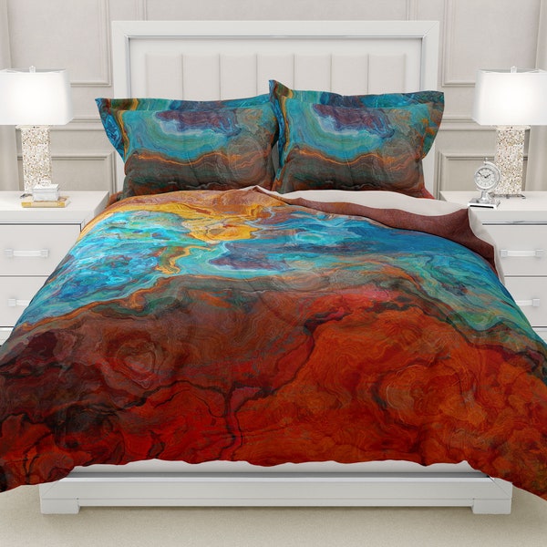 Duvet Cover with Abstract Art in King, Queen or Twin, Silky Smooth Microfiber, Contemporary Bedroom Decor, Modern Bedding, Sedona Sunrise