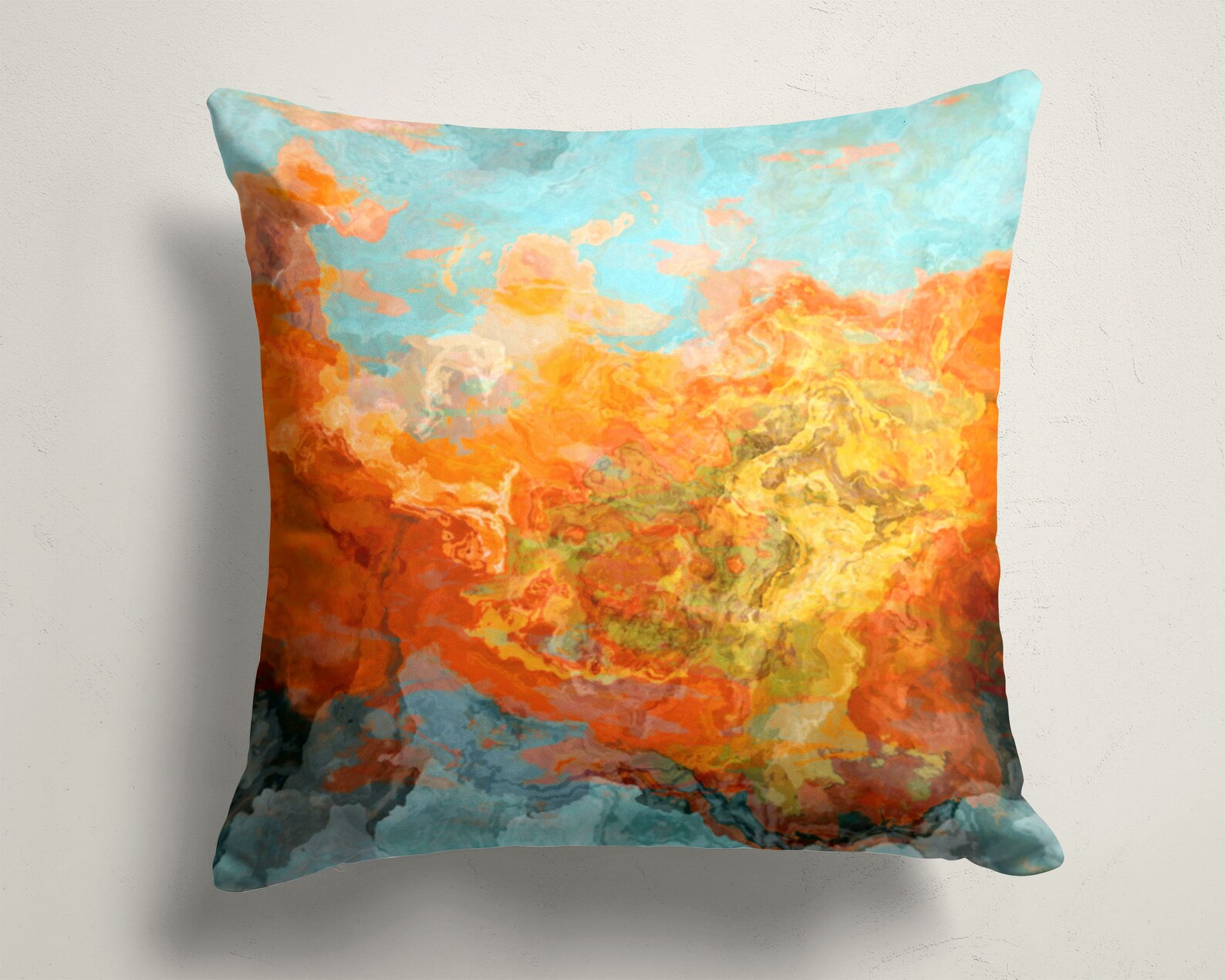 Toss Pillow Cover With Abstract Art 16x16 and 18x18 Orange Etsy
