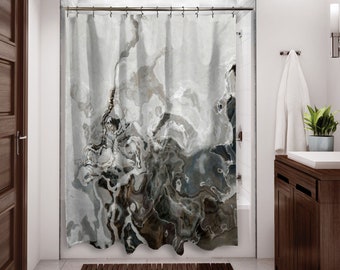 Abstract Art Shower Curtain, Contemporary Bathroom Decor, Bathroom Art, Water Resistant Shower Curtain, Geologic, Brown and Gray