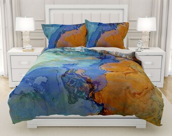 Duvet Cover with Abstract Art in King, Queen or Twin, Silky Smooth Microfiber, Contemporary Bedroom Decor, Modern Bedding, Bridge