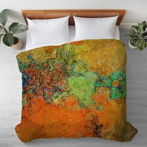 Abstract Art Duvet Cover: Silky Microfiber Bedding - Brush Fire