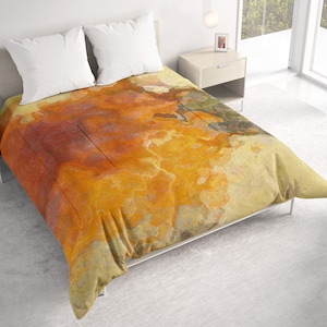 Abstract Art Comforter: Lightweight All Seasons Bedding - Persimmon
