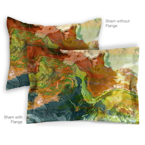 Abstract Art Pillow Sham, Standard or King Pillow Case, Bedroom Sham Contemporary Bedding, Flanged or Plain, Envelope Back, The Finer Things