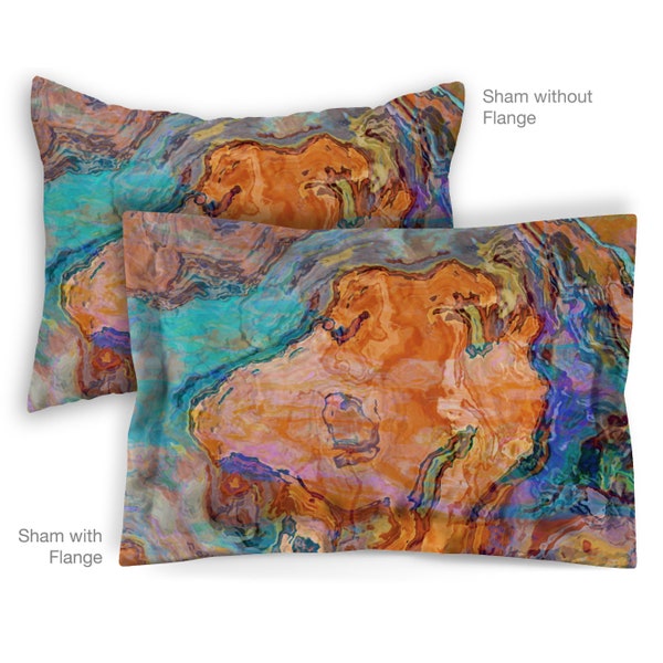 Abstract Art Pillow Sham, Standard or King Pillow Case, Contemporary Bedding, Flanged or Plain Sham, Envelope Back, Southwest Archetype