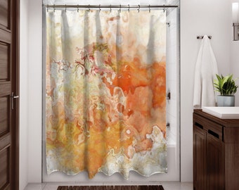 Abstract Art Shower Curtain, Contemporary Bathroom Decor, Bathroom Art, Water Resistant Shower Curtain, in Peach, Cream, Cupcake