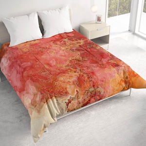 All Seasons Lightweight Comforter with Abstract Art, Contemporary Quilt Bedding, Twin, Queen or King Size Bedspread, Infatuation