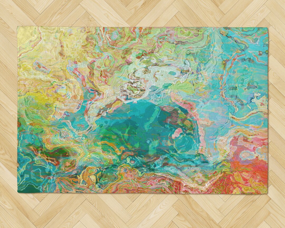 Area Rug With Abstract Art, Four Sizes 2x3 to 5x7, Contemporary Durable ...