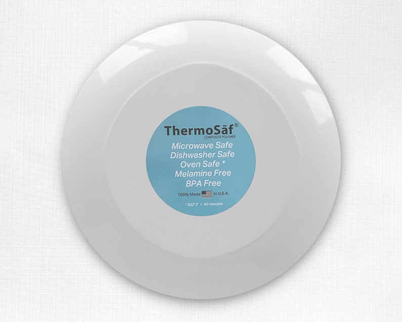 No Melamine Geologic Abstract Art Plate or Bowl Unbreakable Outdoor Dinnerware in Warm Gray and White Microwave Safe Polymer Plastic