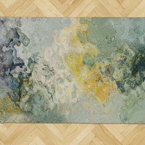 Area Rug with Abstract Art: Contemporary Indoor-Outdoor Lay-Flat Rug - Sage Lake
