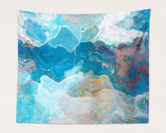 50x60 wall hanging in turquoise and orange turquoise and orange Abstract Art Tapestry Southwest Archetype