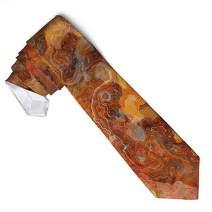 Mens Tie with Abstract Art, Modern Mens Necktie, Print Neck Tie for Him, Gift for Dad, Contemporary Art Tie, Wedding Tie, Lava Flow image 4