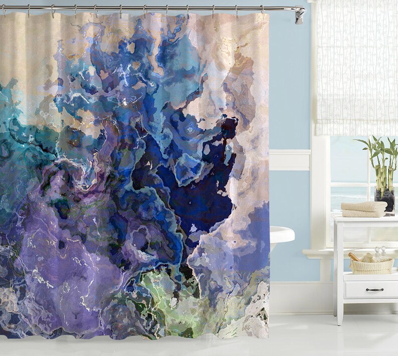 Contemporary Shower Curtain Abstract Art Bathroom Decor Etsy