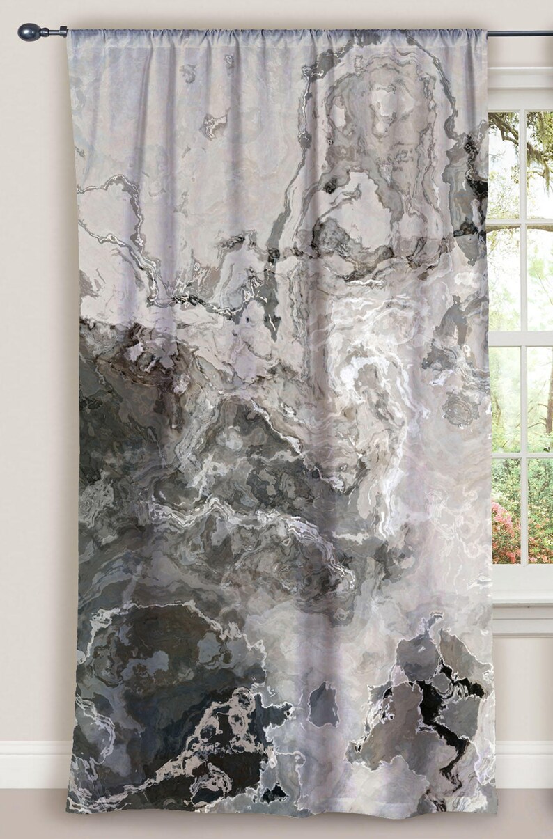 Abstract Art Window Curtain In Warm Gray 50x84