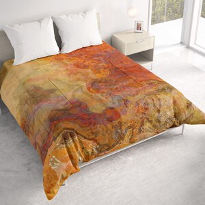 All Seasons Lightweight Comforter with Abstract Art, Contemporary Quilt Bedding, Twin, Queen or King Size Bedspread, Magma