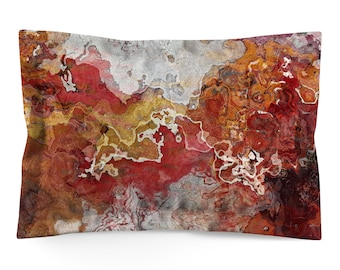 Abstract Art Pillow Sham: Cotton or Microfiber Bedding, Standard or King - Ginger