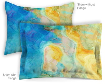 Abstract Art Pillow Sham, Standard or King Pillow Case, Bedroom Sham Contemporary Bedding, Flanged or Plain, Envelope Back, Tidal Force