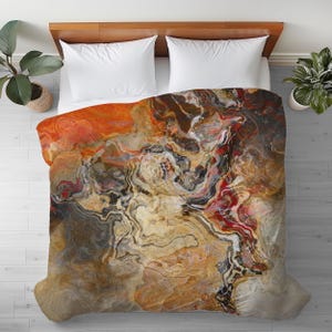 Abstract Art Duvet Cover: Silky Microfiber Bedding - Cinnamon River