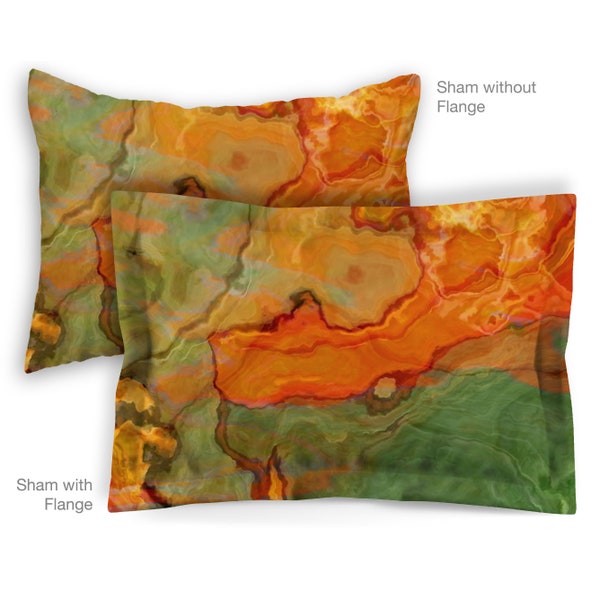 Abstract Art Pillow Sham, Standard or King Pillow Case, Bedroom Sham Contemporary Bedding, Flanged or Plain, Envelope Back, Poppies