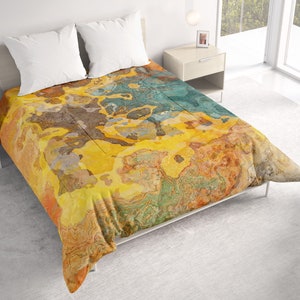 All Seasons Lightweight Comforter with Abstract Art, Contemporary Quilt Bedding, Twin, Queen or King Size Bedspread, Tuscany