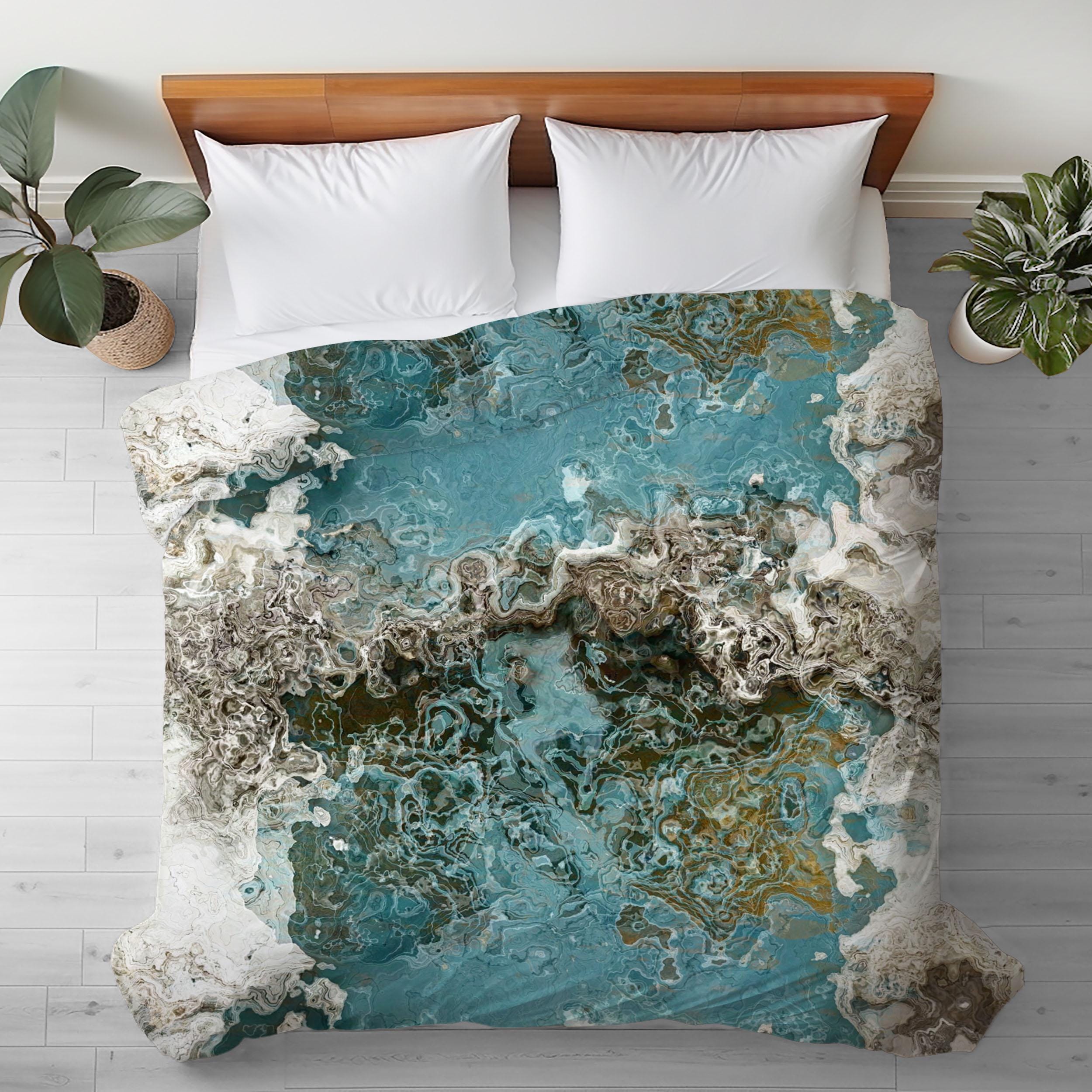 Duvet Cover with Abstract Art in King, Queen or Twin, Silky Smooth Microfiber, Contemporary Bedroom Decor, Modern Bedding, Teal Aesthetic