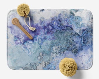 Abstract Art Bath Mat: Microfiber Memory Foam Rug, Anti-Slip - Storm