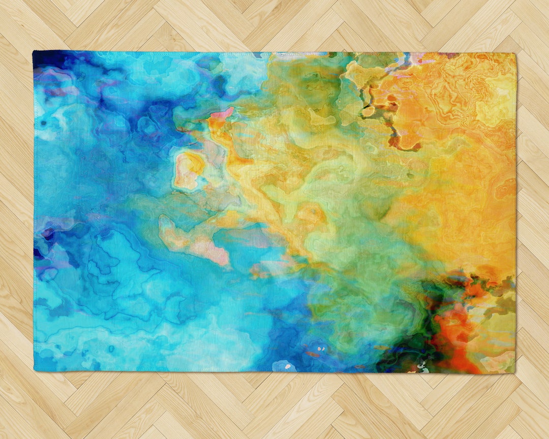 Area Rug With Abstract Art, Five Sizes 2x3 to 5x7, Contemporary Durable Floor Art, Modern Design