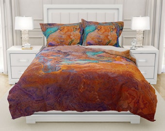 Duvet Cover with Abstract Art in King, Queen or Twin, Silky Smooth Microfiber, Contemporary Bedroom Decor Modern Bedding Southwest Archetype