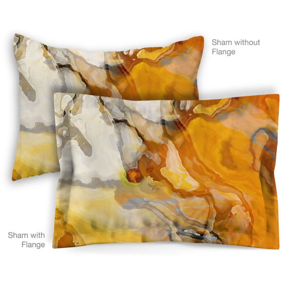 Abstract Art Pillow Sham, Standard or King Pillow Case, Bedroom Sham Contemporary Bedding, Flanged or Plain, Envelope Back, Baby Teeth