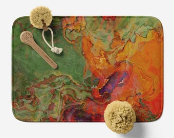 Abstract Art Bath Mat: Microfiber Memory Foam Rug, Anti-Slip - Poppies