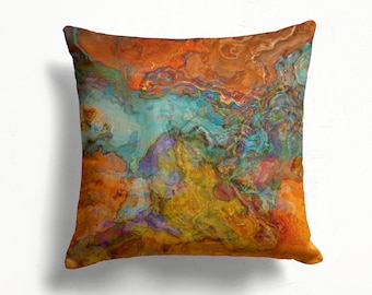 Decorative Pillow Cover with Abstract Art, Throw Cushion Cover, 16x16 inch or 18x18 inch, Square Accent Pillow Cover, High Desert