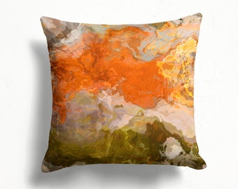 Decorative Pillow Cover with Abstract Art, Throw Cushion Cover, 16x16 inch or 18x18 inch, Square Accent Pillow Cover, Come the Fall