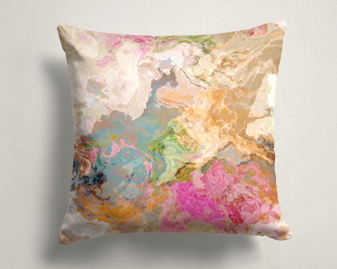 Decorative Pillow Cover With Abstract Art 16x16 and 18x18 in Etsy