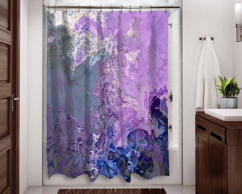 Abstract Shower Curtain Contemporary Bathroom Decor Lavender Etsy
